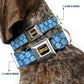 WHEEL OF FORTUNE Monogram Logo Blue/White Dog Collar