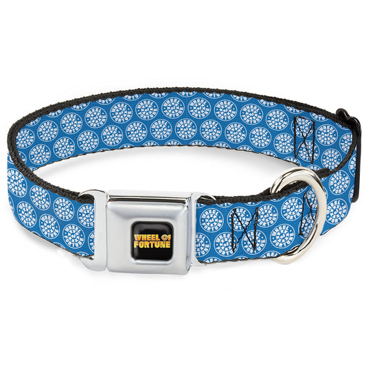 WHEEL OF FORTUNE Monogram Logo Blue/White Dog Collar