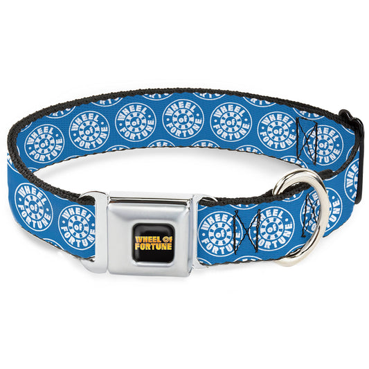 WHEEL OF FORTUNE Logo Blue/White Dog Collar