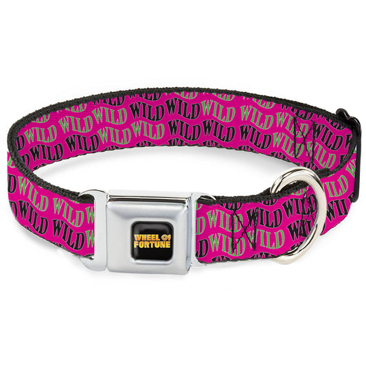 Wheel of Fortune WILD Text Wave Pink/Green/Black Dog Collar