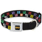 WHEEL OF FORTUNE Checker Icons Black/Multi Color Dog Collar