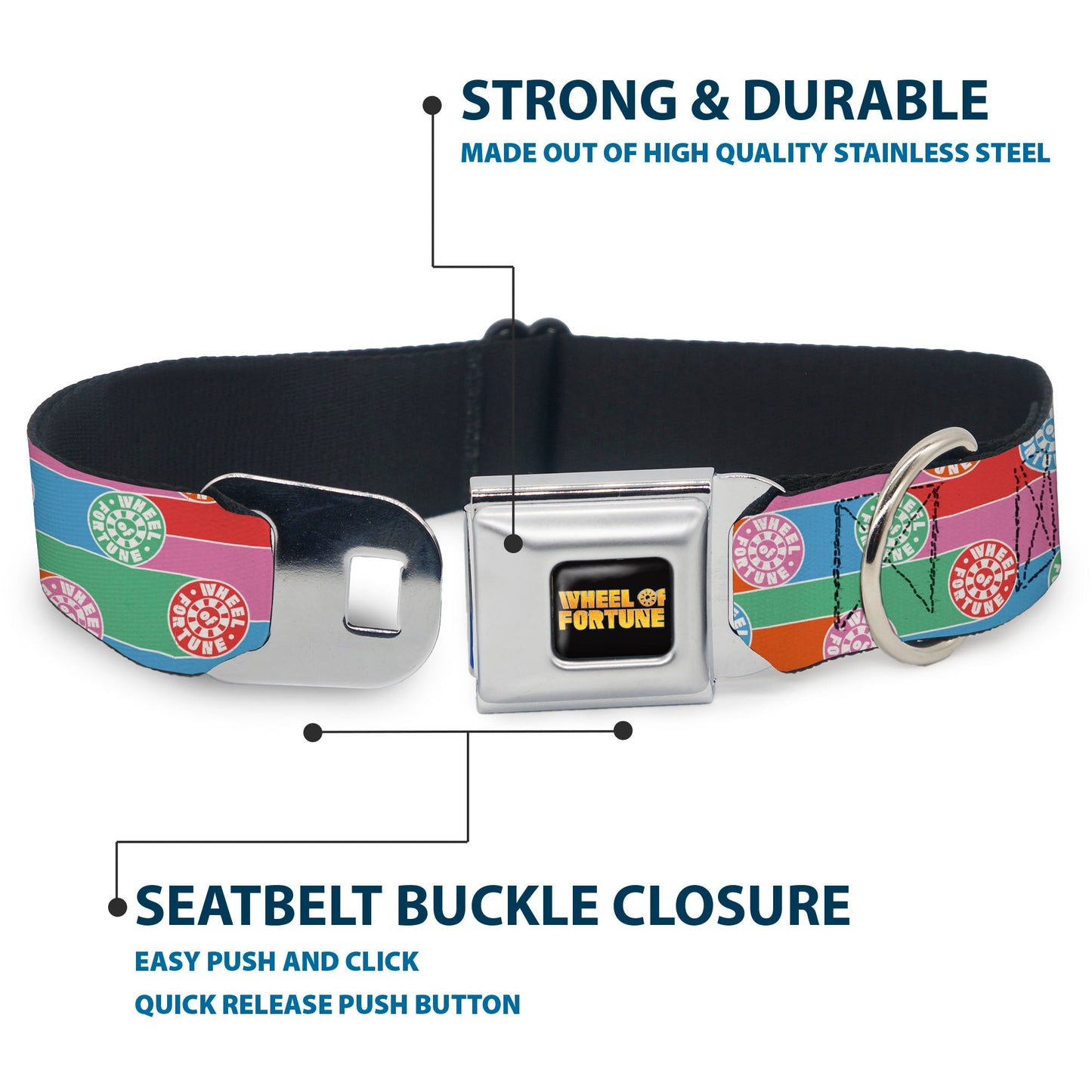 WHEEL OF FORTUNE Wheels Collage Multi Color Dog Collar