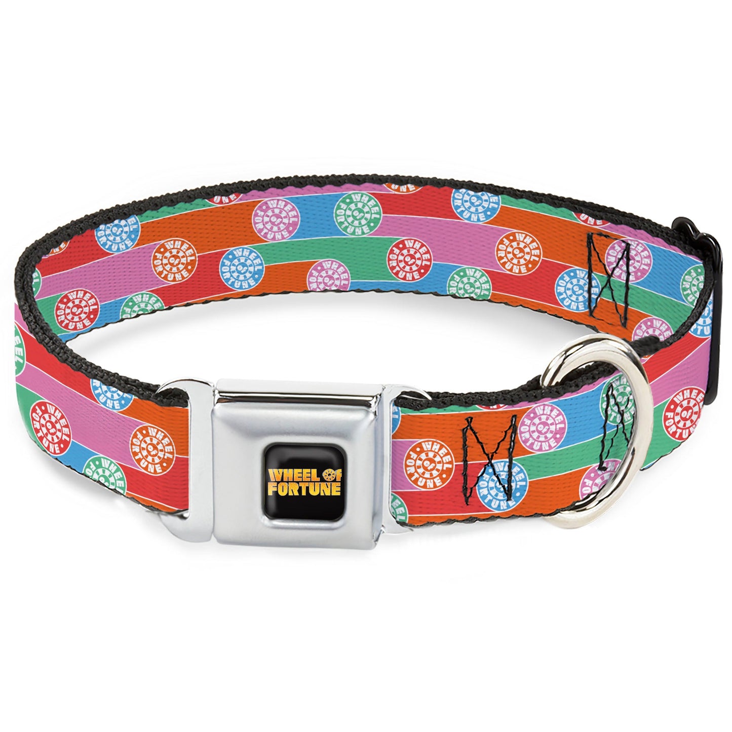 WHEEL OF FORTUNE Wheels Collage Multi Color Dog Collar