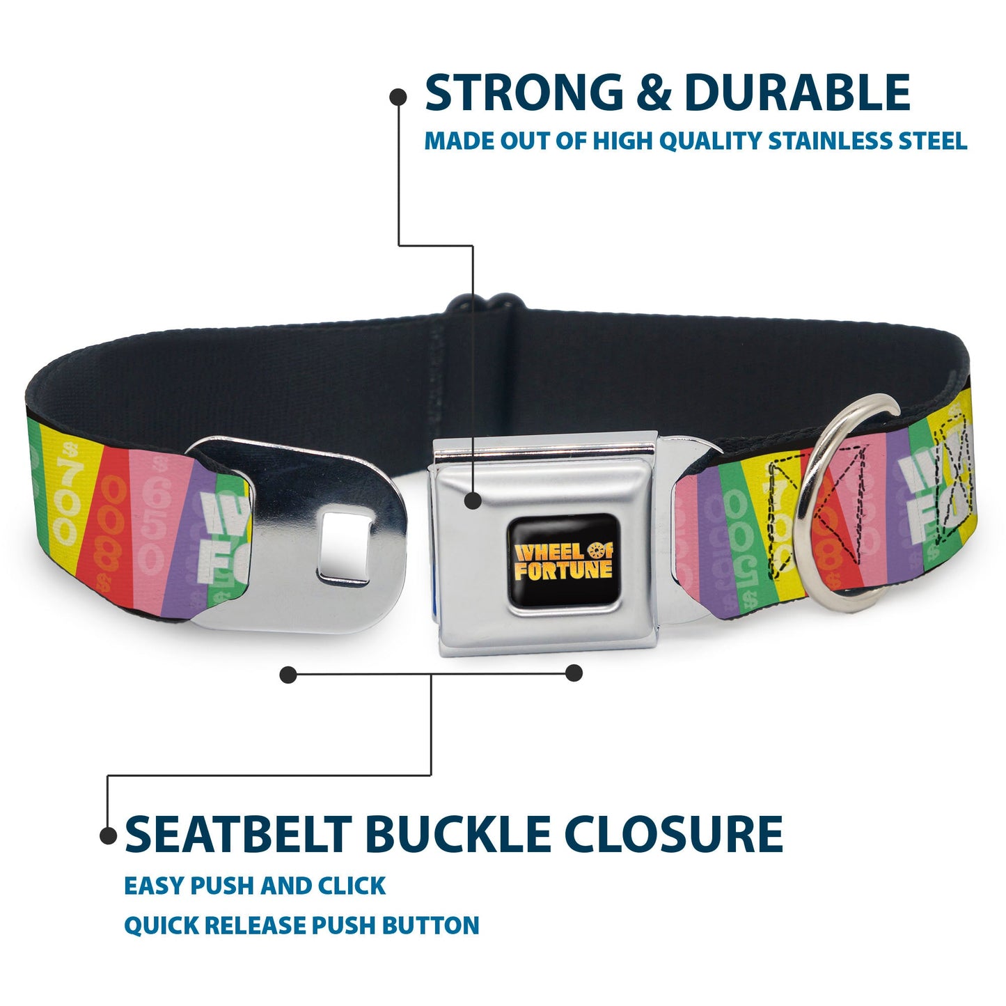 WHEEL OF FORTUNE Cash Prize Wedges Multi Color/White Dog Collar