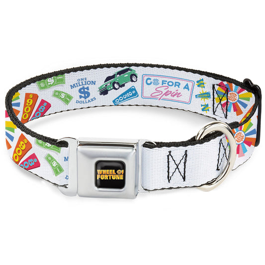 Wheel of Fortune GO FOR A SPIN Prize Collage White/Multi Color Dog Collar