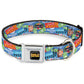 Wheel of Fortune Quotes and Prizes Collage Blue/Multi Color Dog Collar