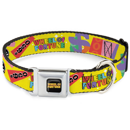 WHEEL OF FORTUNE Test and Wedge Collage Yellow/Multi Color Dog Collar