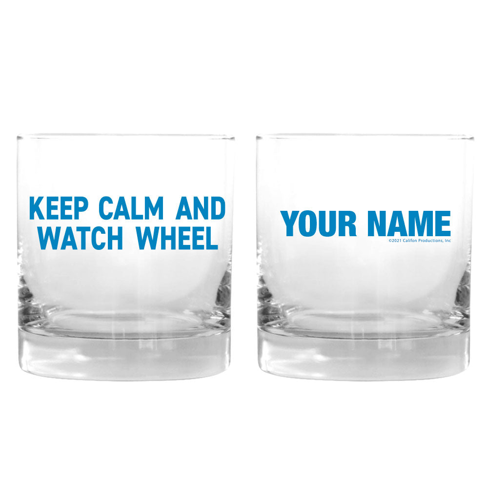 Keep Calm and Watch Wheel Personalized Rocks Glass