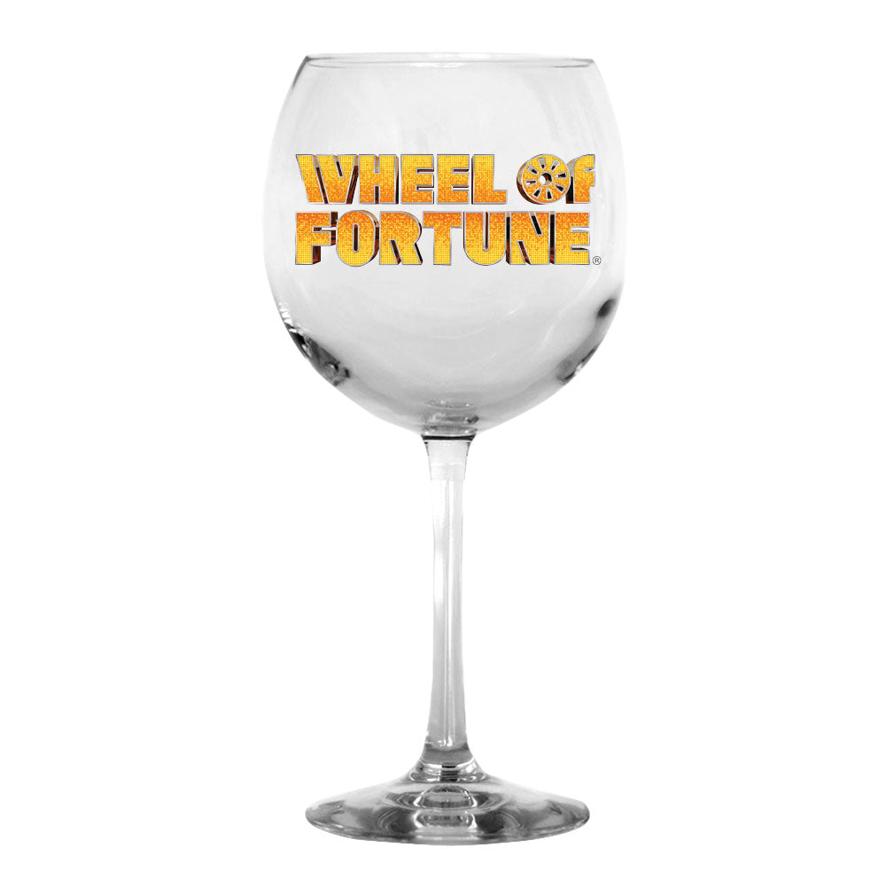 Wheel of Fortune Gold Logo Personalized Wine Glass