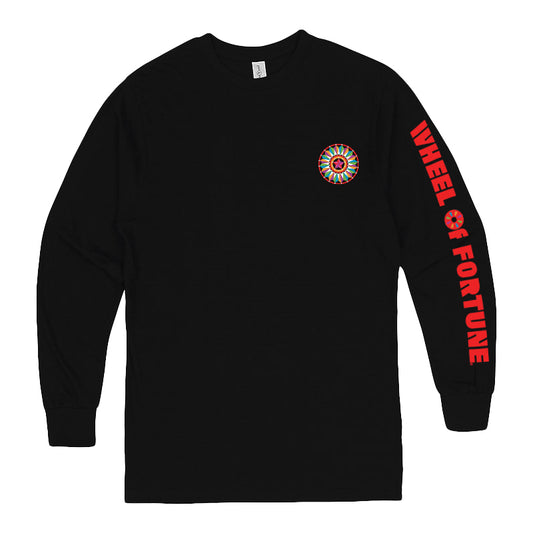 Wheel of Fortune Bob Mackie Multi Wheel Black Long Sleeve Tee